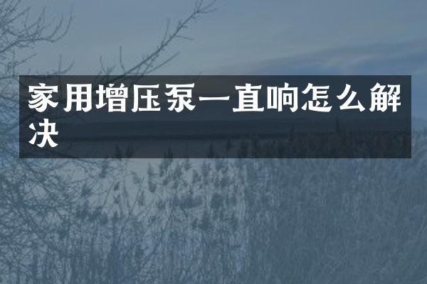 家用增压泵一直响怎么解决