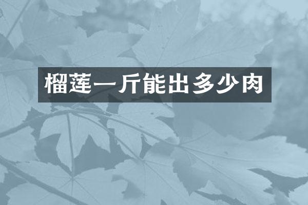 榴莲一斤能出多少肉