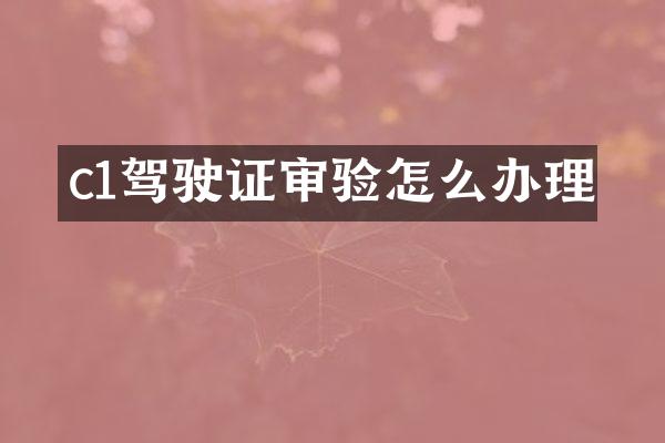 c1驾驶证审验怎么办理