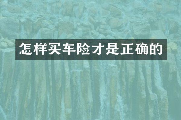 怎样买车险才是正确的