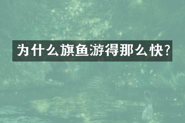 为什么旗鱼游得那么快?