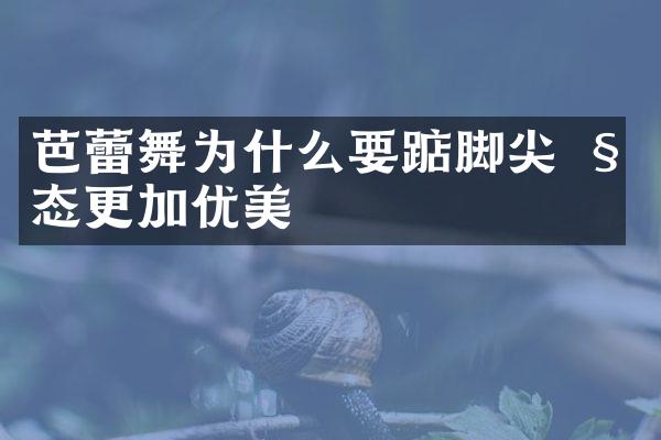 芭蕾舞为什么要踮脚尖 姿态更加优美