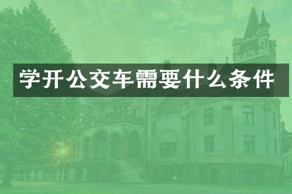 学开公交车需要什么条件