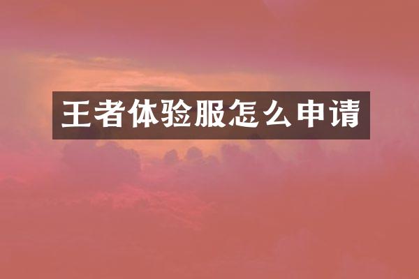 王者体验服怎么申请