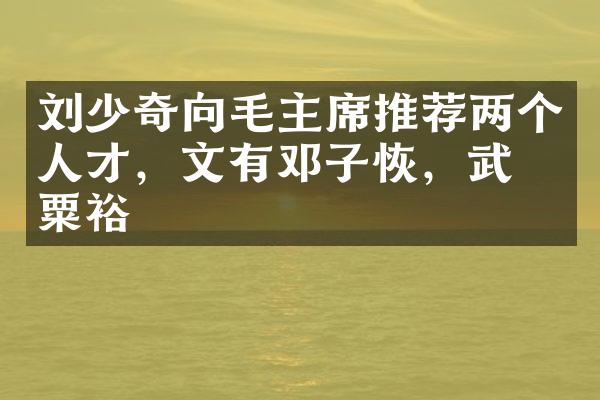刘少奇向毛主席推荐两个人才，文有邓子恢，武有粟裕