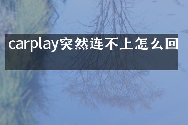 carplay突然连不上怎么回事