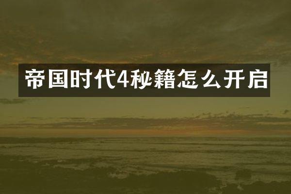 帝国时代4秘籍怎么开启