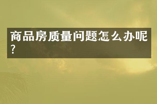 商品房质量问题怎么办呢？