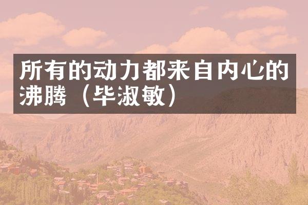 所有的动力都来自内心的沸腾（毕淑敏）