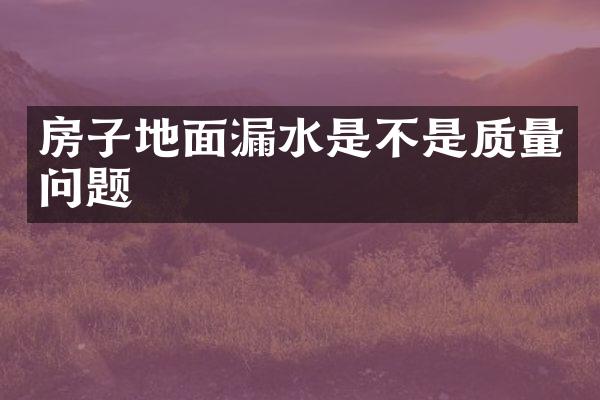 房子地面漏水是不是质量问题