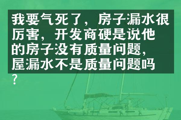 我要气死了，房子漏水很厉害，开发商硬是说他们的房子没有质量问题，房屋漏水不是质量问题吗？