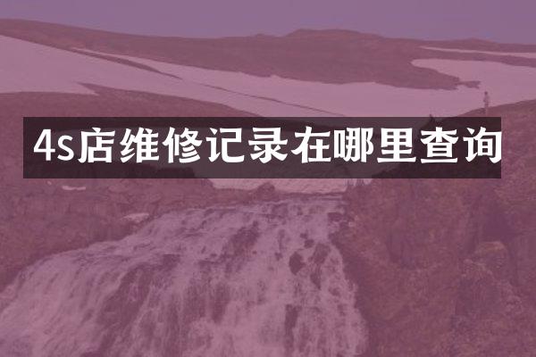 4s店维修记录在哪里查询