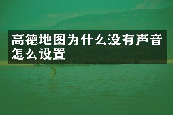 高德地图为什么没有声音怎么设置
