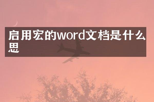 启用宏的word文档是什么意思