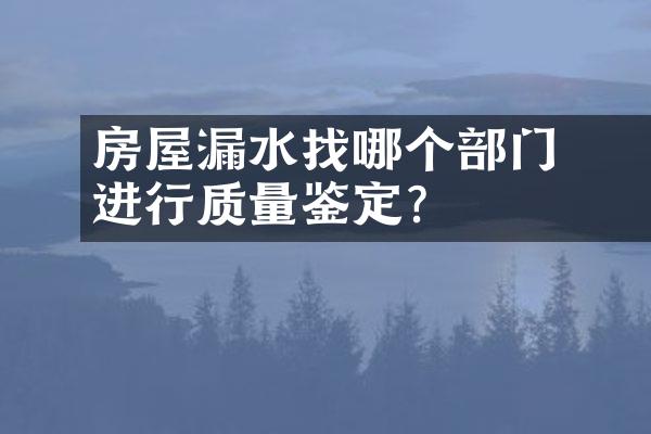﻿﻿房屋漏水找哪个部门进行质量鉴定？