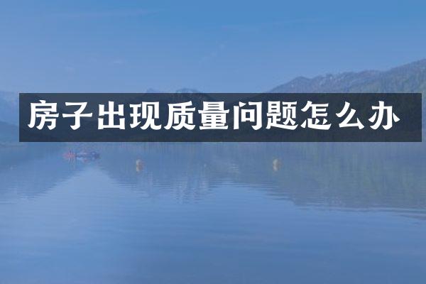 房子出现质量问题怎么办