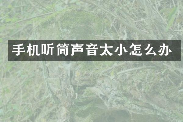 手机听筒声音太小怎么办
