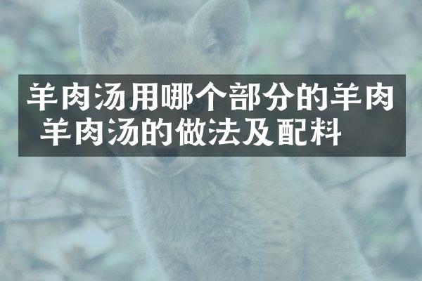 羊肉汤用哪个部分的羊肉 羊肉汤的做法及配料