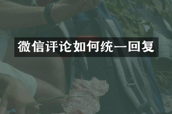 微信评论如何统一回复