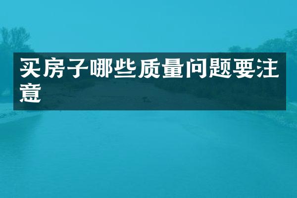 买房子哪些质量问题要注意
