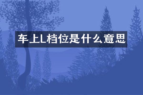 车上L档位是什么意思