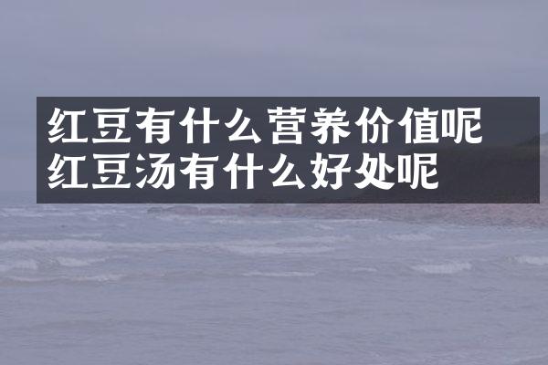 红豆有什么营养价值呢 喝红豆汤有什么好处呢