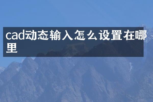 cad动态输入怎么设置在哪里