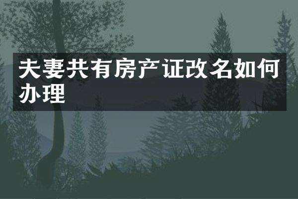 夫妻共有房产证改名如何办理