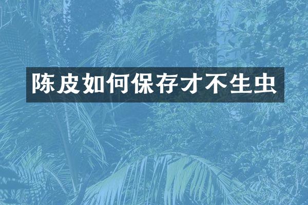 陈皮如何保存才不生虫
