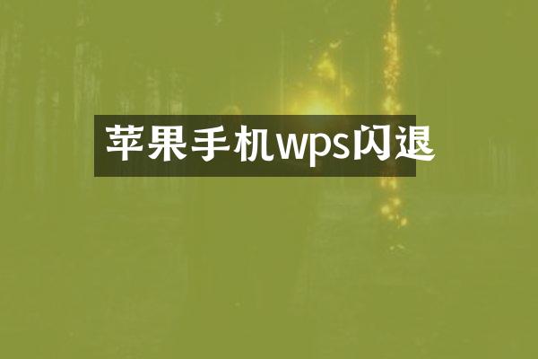 苹果手机wps闪退