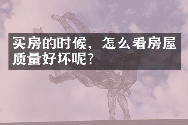 买房的时候，怎么看房屋质量好坏呢？