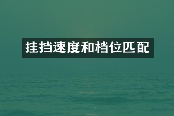 挂挡速度和档位匹配
