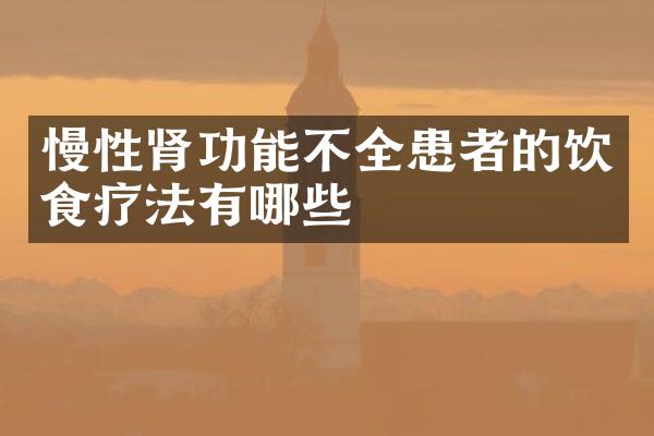 慢性肾功能不全患者的饮食疗法有哪些