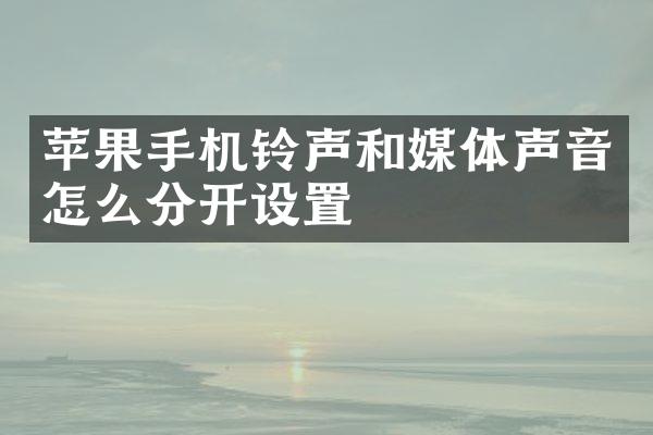 苹果手机铃声和媒体声音怎么分开设置