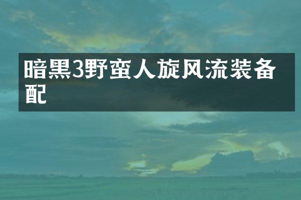 暗黑3野蛮人旋风流装备搭配