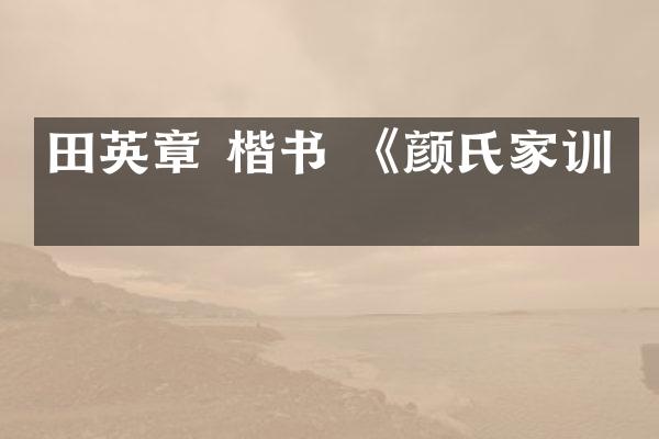 田英章 楷书 《颜氏家训》