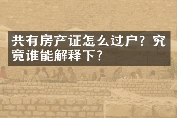 共有房产证怎么过户？究竟谁能解释下？
