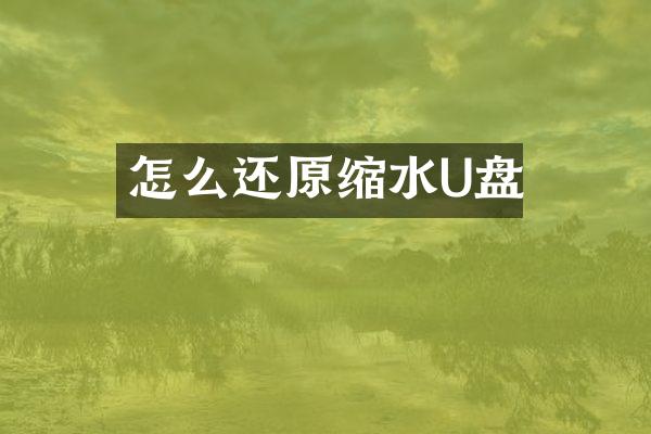 怎么还原缩水U盘
