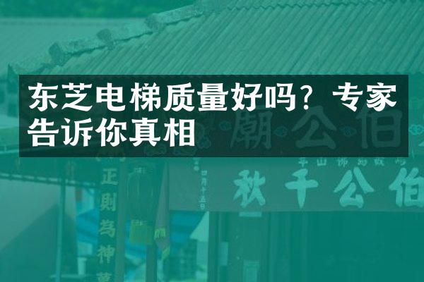 东芝电梯质量好吗？专家告诉你真相