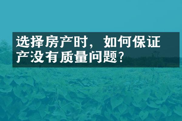 选择房产时，如何保证 房产没有质量问题？