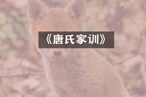 《唐氏家训》