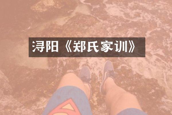浔阳《郑氏家训》