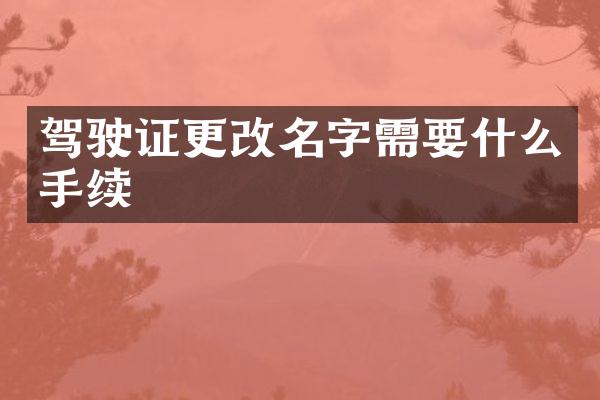 驾驶证更改名字需要什么手续