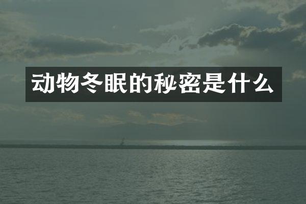 动物冬眠的秘密是什么