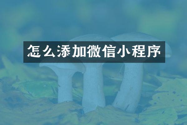 怎么添加微信小程序
