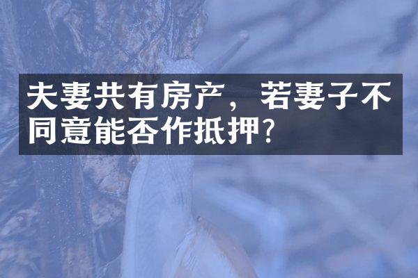 夫妻共有房产，若妻子不同意能否作抵押？
