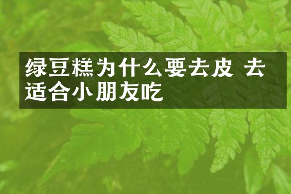 绿豆糕为什么要去皮 去皮适合小朋友吃