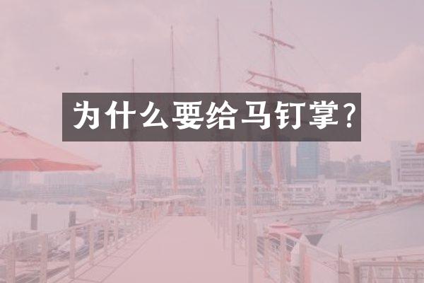 为什么要给马钉掌?