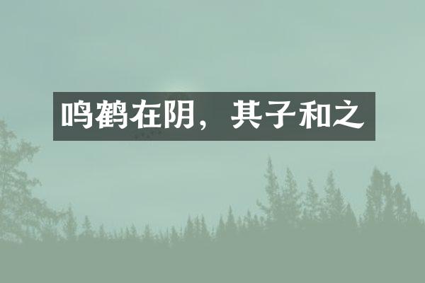 鸣鹤在阴，其子和之