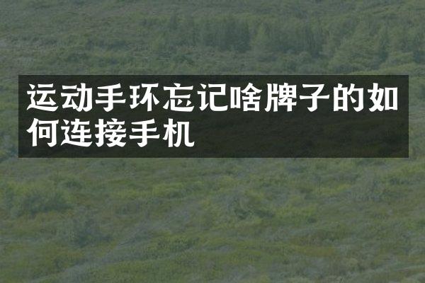 运动手环忘记啥牌子的如何连接手机
